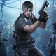 Leon from Resident Evil 4 holding his pistol while standing in front of a crowd of zombies.